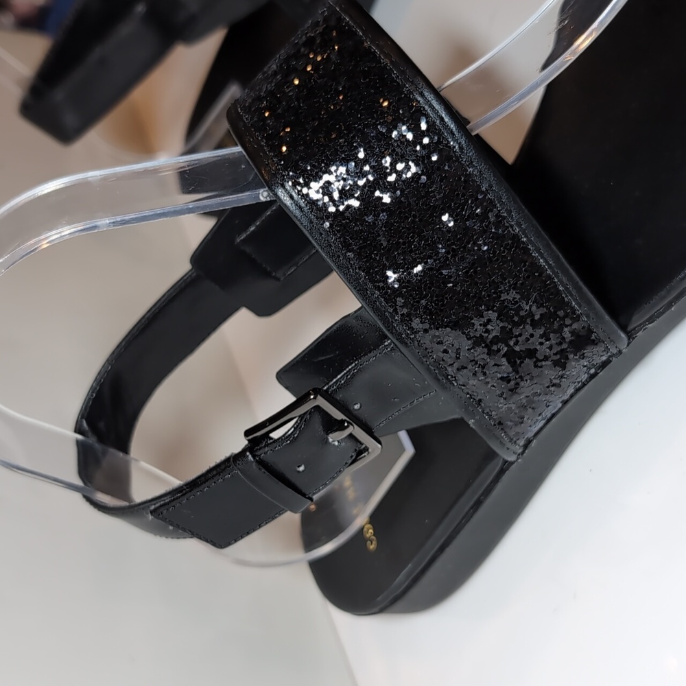 Cole Haan Korban Leather Glitter Sandals Wide Straps Adjustable Ankle Platform - Picture 5 of 11